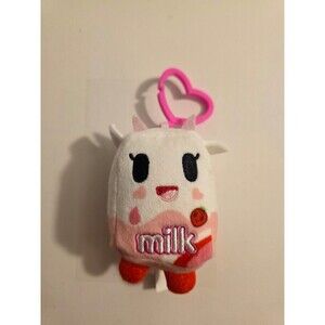 Tokidoki Strawberry Milk Pink White W Hearts Plush Bag Clip